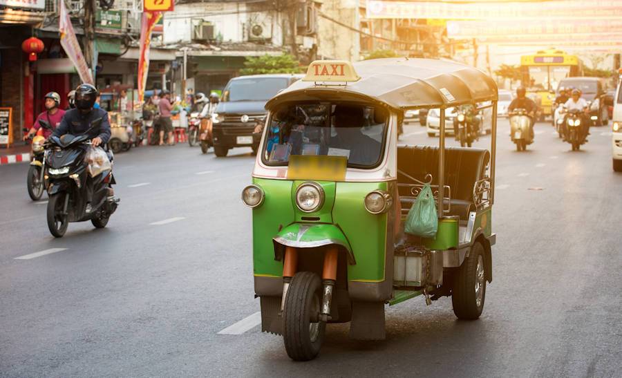 900 Tuk Tuk taxi on Yaowarat road in China town shutterstock 1046796106