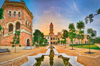 1280 Sunset view from pedestrian bridge of Sultan Abdul Samad Building at Merdeka square shutterstock 1679238826