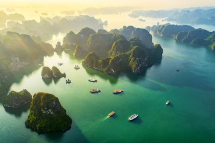 1280 loating fishing village and rock island Halong Bay Vietnam shutterstock 1218765286